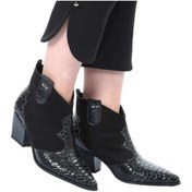 Resim CassidoShoes Kroko Baskılı Western Kadın Siyah Bot 037-13 