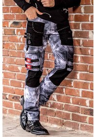 Resim CD805 Parçalı Kargo Cep Batik Renk Jeans Gri 