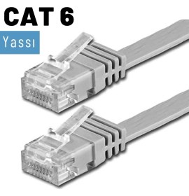Resim IRENIS CAT6 Yassı Ethernet (Network, LAN) Kablosu, Gri, 5 metre 