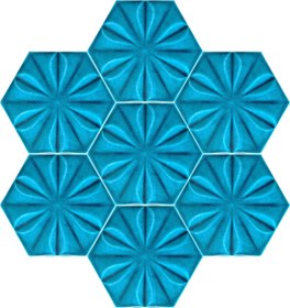 Resim Armada Çini 15x17 Cm Çiçekli Turkuaz Altıgen Seramik 