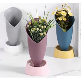 Resim Lale Figürlü Dekoratif Vazo Beyaz 