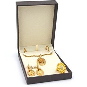 Resim Metro Kuyumculuk Malzemeleri Deri 3'lü Set (kolye,küpe,yüzük) Takı Kutusu 