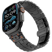 Resim Paslanmaz Çelik Demir Adam Kelebek Toka Metal İzleme Bandı Siyah , Boyut:Watch 46mm / 49mm / 45mm / 44mm İçin 