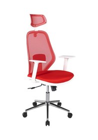 Resim Ofisbazaar Dali Beyaz Fileli Yönetici Koltuğu Ergonomik Başlıklı Ofis Koltuğu Kırmızı Kırmızı 