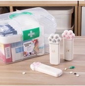 Resim Geeroyoo Küçük Kedi Ayaklı 3 Bölmeli İlaç Kutusu - Taşınabilir, Günlük Kullanıma Uygun, Gri Renkli, Kaliteli Plastik 