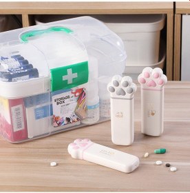 Resim Geeroyoo Küçük Kedi Ayaklı 3 Bölmeli İlaç Kutusu - Taşınabilir, Günlük Kullanıma Uygun, Gri Renkli, Kaliteli Plastik 