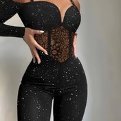 Resim Kadınlar için Seksi Tek Parça Uzun Kollu Bodysuit - Omuz Açık/Omuzlu Tasarım, Dantel Detaylı & Mesh Paneller, Düz Siyah, Makinede Yıkanabilir, Partiler, Gece Dışarı Çıkma ve Günlük Etkinlikler İçin Her Mevsim Uygun, Parti Kıyafeti, Omuz Açık Moda, Şık Tasarım, Akşam Giyimi, Esnek Malzeme, Dar Kesim Kıyafet, Yetişkin Giysi 
