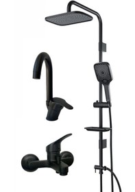Resim Armour Armatür Siyah Banyo Batarya Seti 3 Lü Set Siyah 