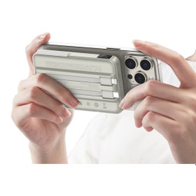 Resim Recci RPB-W27 Galaxy Serisi Magsafe Uyumlu Type-C ve Lightning Kablolu Powerbank 20W 10.000MAH Gold 