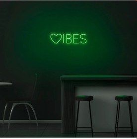 Resim Vibes Yazılı Ve Şekilli Neon Tabela Yeşil 