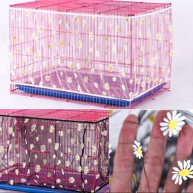 Resim Çiçek Desenli Kuş Kafesi Ağ Örtüsü - Geniş Elastik Kenar - Sıçrama ve Dökülme Karşıtı Ağ - Kare Yuvarlak Evrensel Papanin Kafesi - Şeffaf Tüy Toz Geçirmez 
