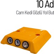 Resim İleri Trafik 10'lu Cam Kedi Gözlü Yol Butonu Seti 