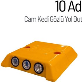 Resim İleri Trafik 10'lu Cam Kedi Gözlü Yol Butonu Seti 