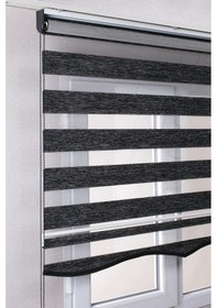 Resim Etekli Antrasit Bambu Kaliteli Güneşlik Stor Perde 