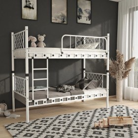 Resim Argimo Metis Genç Çocuk Yatak Odası Metal Ranza ve Karyola 90x190 Beyaz 