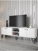 Resim Wood'n Love Sofia 180 Cm Metal Ayaklı Tv Ünitesi - Beyaz / Siyah 