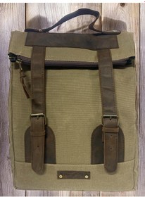 Resim Vintage Salaş Kanvas Deri Su Geçirmez Design Unisex Gezi Okul Seyahat Kamp Sırt Çantası 28x37cm Kahve 