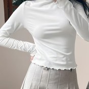 Resim Kadınlar İçin İnce Kesim Büzgülü Uzun Kollu Üst - Şık Sahte Yaka, Rayon Karışımı, Çok Amaçlı İlkbahar/Sonbahar İç Katman, Opak Renk, Makinede Yıkanabilir 