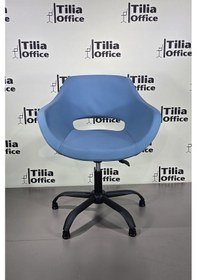 Resim Monaco Çalışma Kesim Kuaför Koltuğu Yonca Sabit Siyah Ayak Açık Mavi 