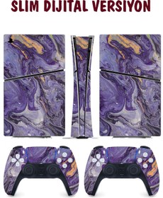 Resim KT Decor Gold Mor Mermer Playstation 5 Full Sticker Kaplama Seti 