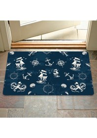 Resim Dijital Baskılı Kapı Önü Paspas Ev İçi Ve Dışı İçin Banyo Lavabo Balkon Mutfak İçin Ve Yıkanabilir Lacivert 