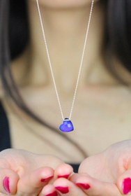 Resim Beyisa Kalp Model His Taşı Isıya Göre Renk Değiştiren Gümüş Kolye 