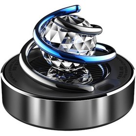 Resim Yunboo Güneş Enerjili Dönen Siyah Araç Aromalı Dekoratif Kristal Top Ornamente - Koku Yayıcı, Kar Dashboardu Dekoru 