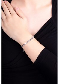 Resim Cashmere 18 Ayar Beyaz Altın Kaplama 19 Cm Gümüş Balık Sırtı Bileklik Rodyum 