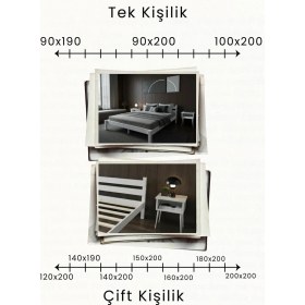 Resim Renazzo Mobilya Letto Masif Çam Karyola ve Iki Adet Komodin Seti- Masif Ahşap Modern Takım 