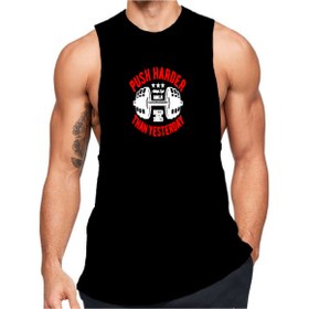 Resim Black İstanbul Push Harder Baskılı Fitness Atleti 