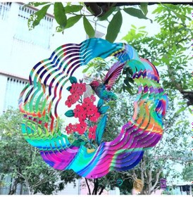 Resim Maiyame Renkli 30x38 Cm Paslanmaz Çelik 3d Döner Rüzgar Çanları - Ev Dekoru, Evde Kullanıma Uygun, Dayanıklı 