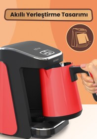 Resim GoldMaster Prokıvam Kırmızı Geniş Hazne Çelik Cezveli Akıllı Yerleştirmeli Türk Kahve Makinesi 