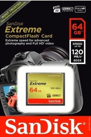 Resim SanDisk 64 GB Extreme 120Mb/Sn CompactFlash Card 