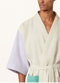 Resim Unisex Kimono Waffle 125 Cm Şal Yaka Çift Halkalı Kemerli Ekru 