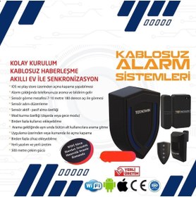 Resim teknowin Kablosuz Hırsız Alarm Sistemi Cepten Takip Kurulum Profesyonel Set 