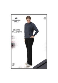 Resim Missmaral Kadın Spor Eşofman Takım İspanyol Paça Çift Cepli Alt &kapüşonlu Kanguru Cepli Üst Antrasit 3053 Antrasit 