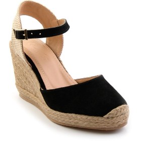 Resim Bambi Siyah Leather Kadın Dolgu Topuklu Ayakkabı K01718002302 