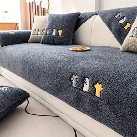 Resim 1 adet Peluş Kedi Pati Baskılı Kanepe Örtüsü - Kalın, Sıcak Evcil Hayvan Dostu Koltuk Koruyucu Oturma Odası ve Yatak Odası Dekoru için 