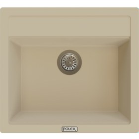 Resim Polex Cristalüx Granit Evye P-08 Bej Tezgah Altı Ve Tezgah Üstü Kare Mutfak Evyesi 55.5x50 CM 