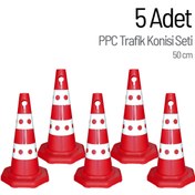 Resim İleri Trafik 5 Adet PPC Trafik Konisi 50 cm Trafik Dubası Seti 