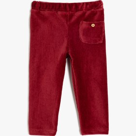 Resim Kız Bebek Pamuklu Beli Lastikli Cep Detaylı Kadife Fitilli Tayt 