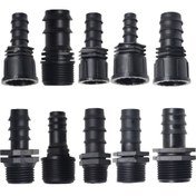 Resim Evrensel Bahçe Hortumu Barb Bağlantı Parçaları - 16mm/20mm/25mm PE Plastik Erkek & Dişi Vida Uçları, 1/2" 3/4" 1" İnç, Sulama Boruları için Siyah, Çim ve Dış Mekan Su Sistemleri 