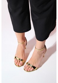 Resim Luvishoes Bern Altın Ayna Kadın Platform Topuklu Abiye Ayakkabı 