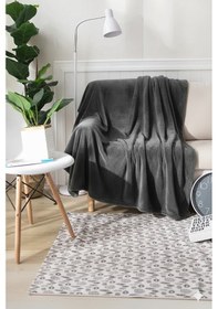 Resim Peluş Tek Kişilik Battaniye Welsoft Battaniye Tv Battaniyesi Polar Battaniye Süper Yumuşak Antrasit 