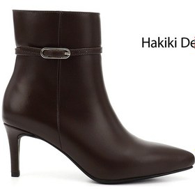 Resim Gönderi(R) Gönderi R Kahverengi Platinum Fermuarlı İnce Topuklu Hakiki Deri Bot kahverengi 