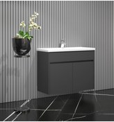 Resim Çiğdem Banyo Alt Dolabı 65Cm Antrasit Gri Mat Renkli Antrasit 