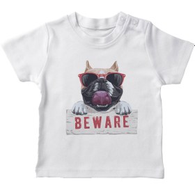 Resim Angemiel Baby Dikkat Pug Köpek Erkek Bebek Tişört Beyaz B0400MDBBKETSRT 