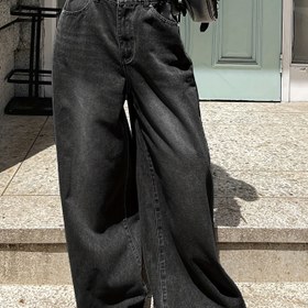 Resim Kadın Yüksek Bel Geniş Bacaklı Kot Pantolon - Yıkanmış Mavi, Bol Kesim, Rahat Tarz, Esnemez Denim, Bahar/Yaz/Sonbahar İçin Mükemmel, Yüksek Bel Kot Pantolon 