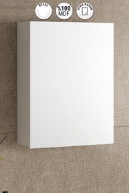 Resim ÖZCEDEN Yıldız 45 cm Beyaz MDF Aynalı Asma Banyo Üst Dolabı 