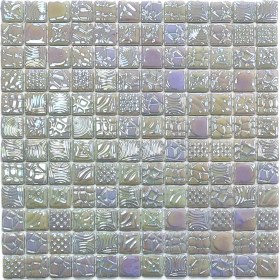 Resim MozaiKristaL Mutfak Tezgah Arası, Banyo, Havuz, Sauna, Spa, Ev, Bahçe ve İşyeri, Yaşam Alanlarının Tüm Yüzeyleri İçin 25X25 mm Hologramlı ve Desenli Cam Mozaik. Satış Adedi: 1 M2. 